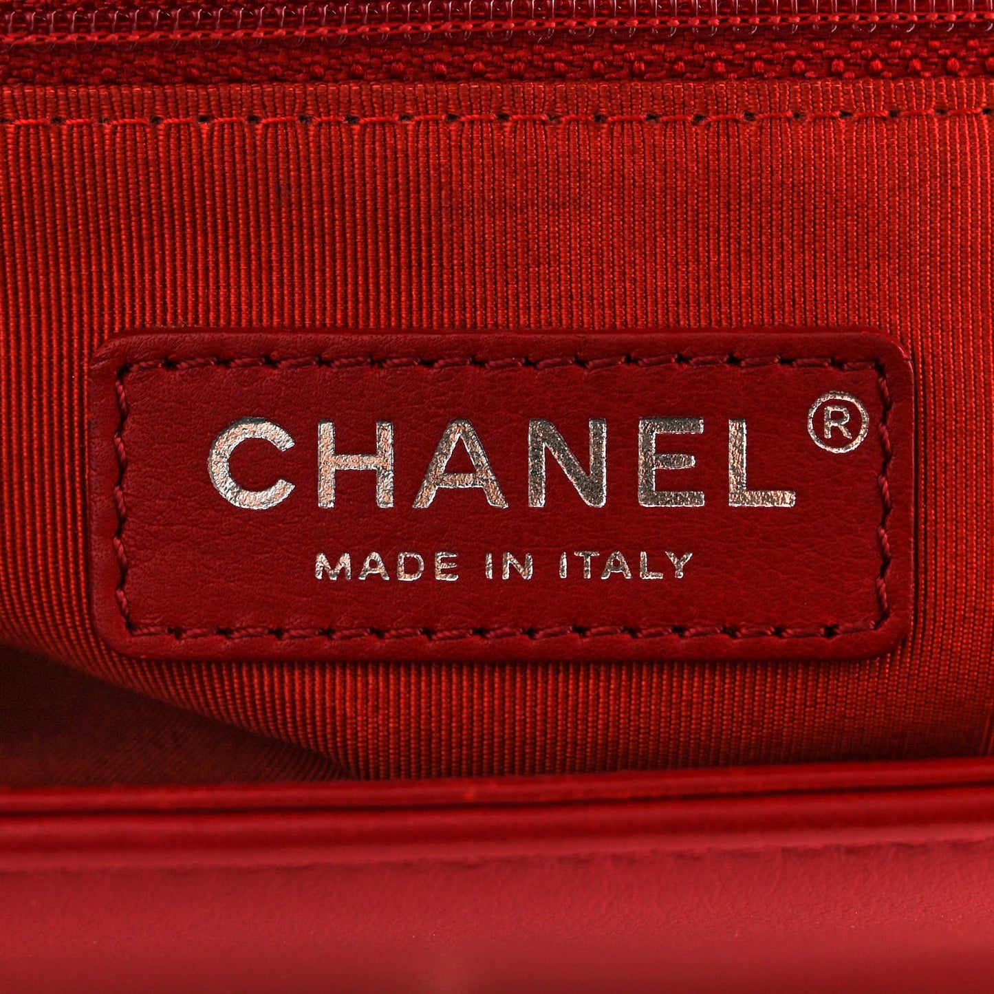 Calfskin Chevron Quilted Medium Boy Flap Red