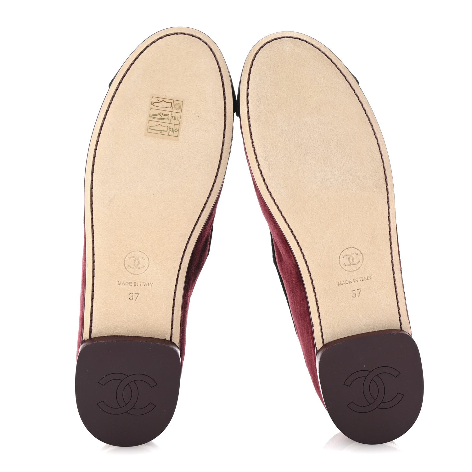 Chanel Velvet Mary Jane Flats 37 Burgundy Black 6 of 10