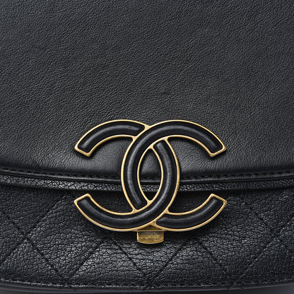 Chanel Shiny Calfskin Goatskin Quilted Medium Coco Curve Messenger Flap Black 11 of 13