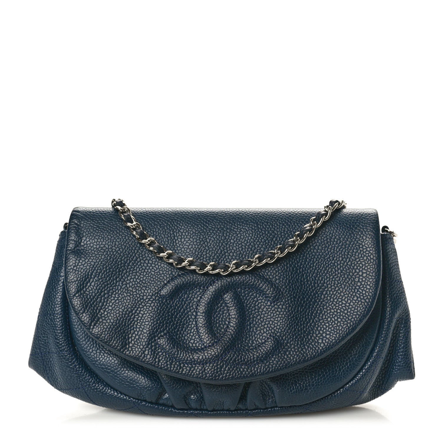 Chanel Caviar Half Moon Wallet On Chain WOC Navy 1 of 10