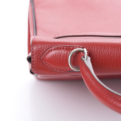 Hermes Chevre Mysore Horseshoe Kelly Retourne 28 Rouge Garance Bleu Obscur 9 of 38