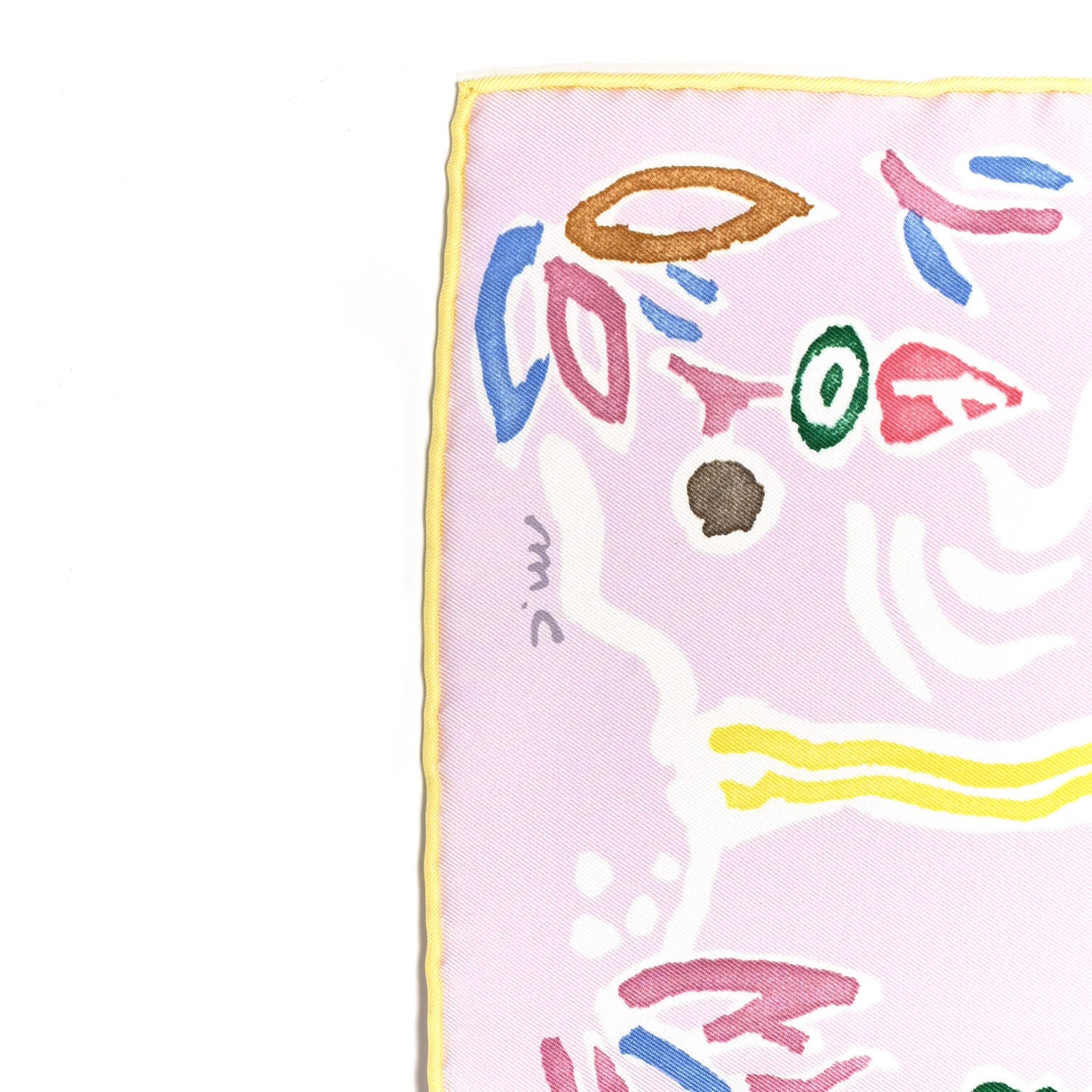 Hermes Silk Isola Di Primavera Scarf 90 Rose Pale Bleu Jaune 6 of 6