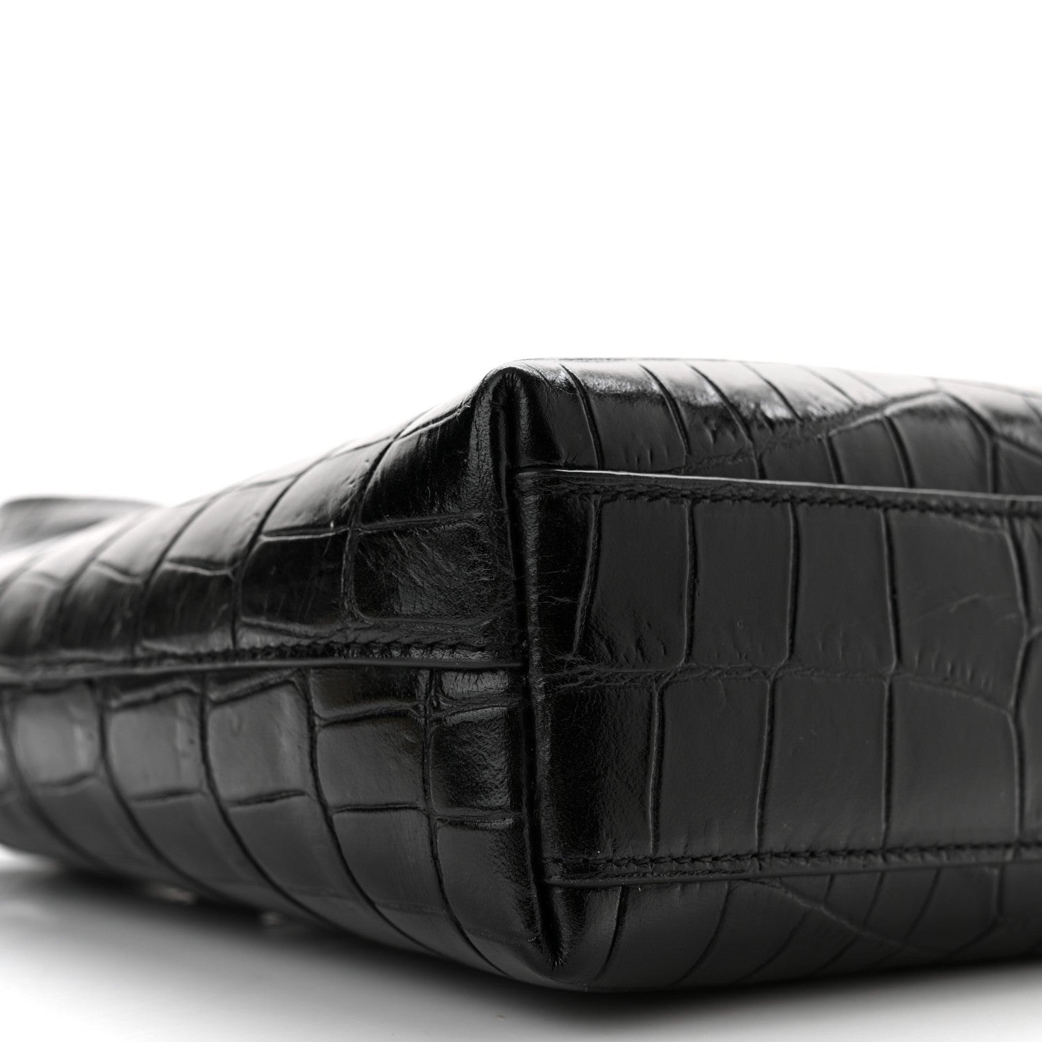Saint Laurent Calfskin Crocodile Embossed Paris Mini Toy Shopper Tote Black 9 of 10