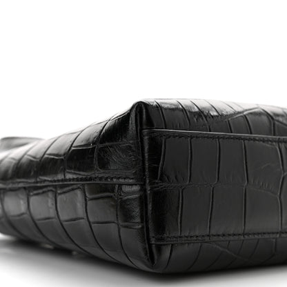 Saint Laurent Calfskin Crocodile Embossed Paris Mini Toy Shopper Tote Black 9 of 10