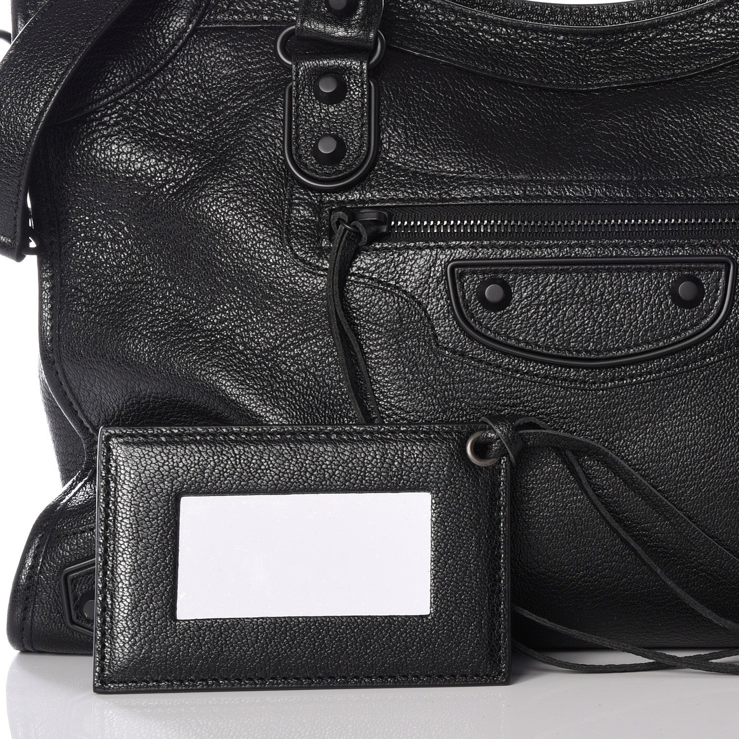 Balenciaga Shiny Grained Goatskin Black Metallic Edge City Black 9 of 9