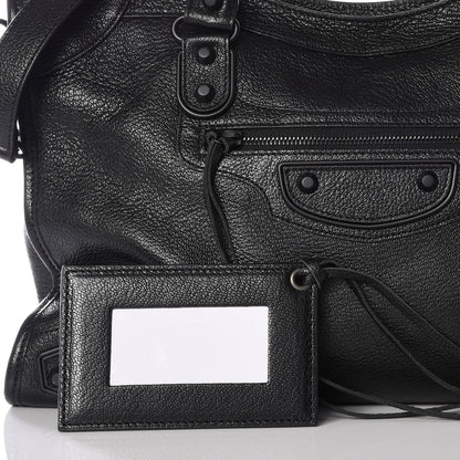 Balenciaga Shiny Grained Goatskin Black Metallic Edge City Black 9 of 9