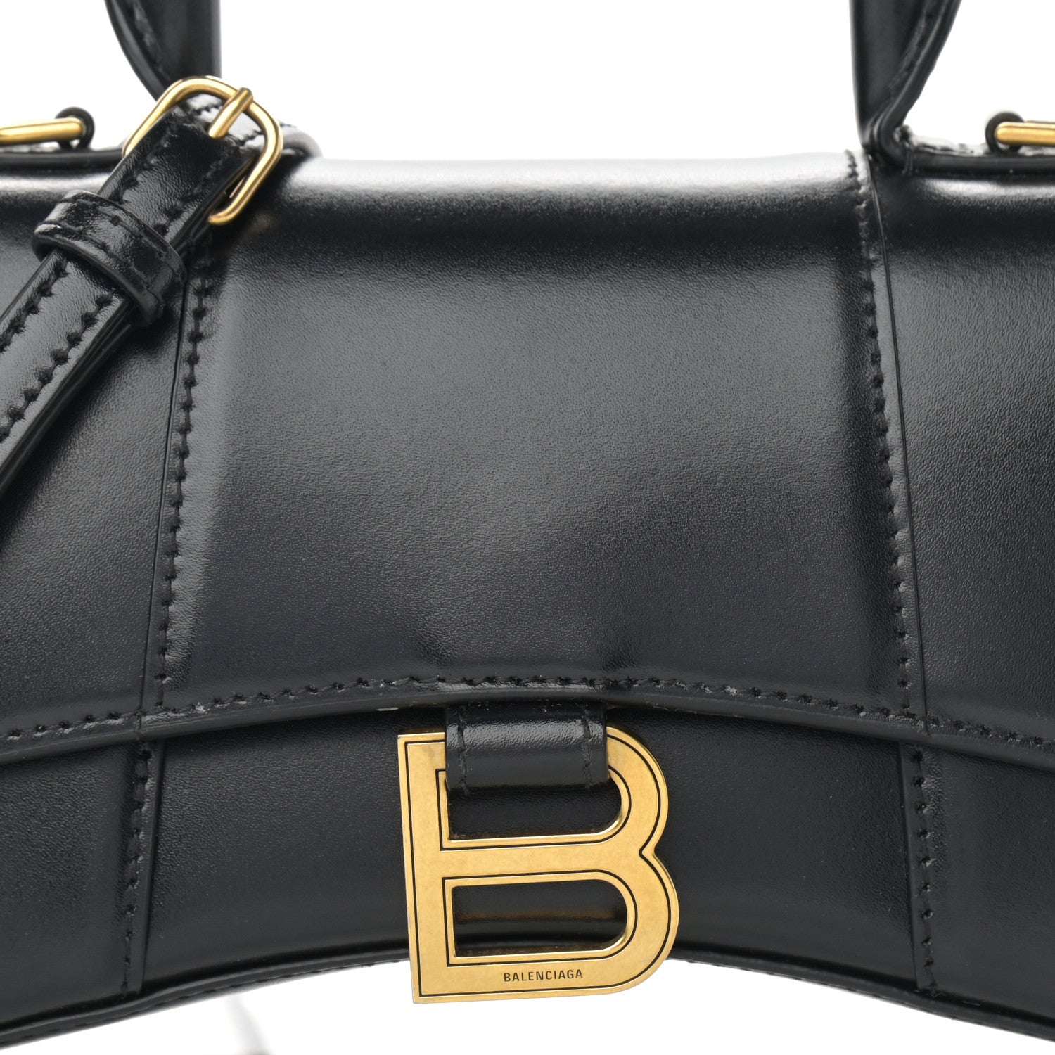 Balenciaga Shiny Box Calfskin Hourglass Top Handle Bag XS Black 9 of 16