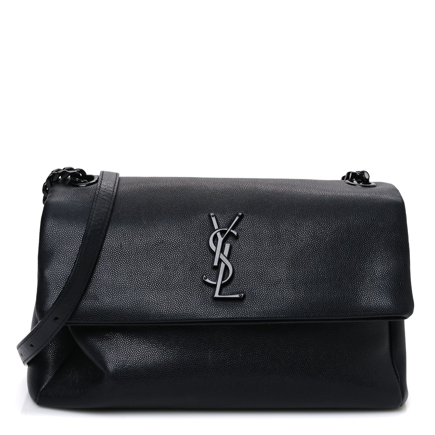 Saint Laurent Grain De Poudre Medium West Hollywood Monogram Fold-Over Black 1 of 17