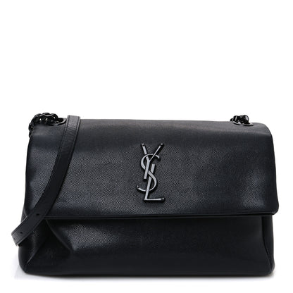 Saint Laurent Grain De Poudre Medium West Hollywood Monogram Fold-Over Black 1 of 17