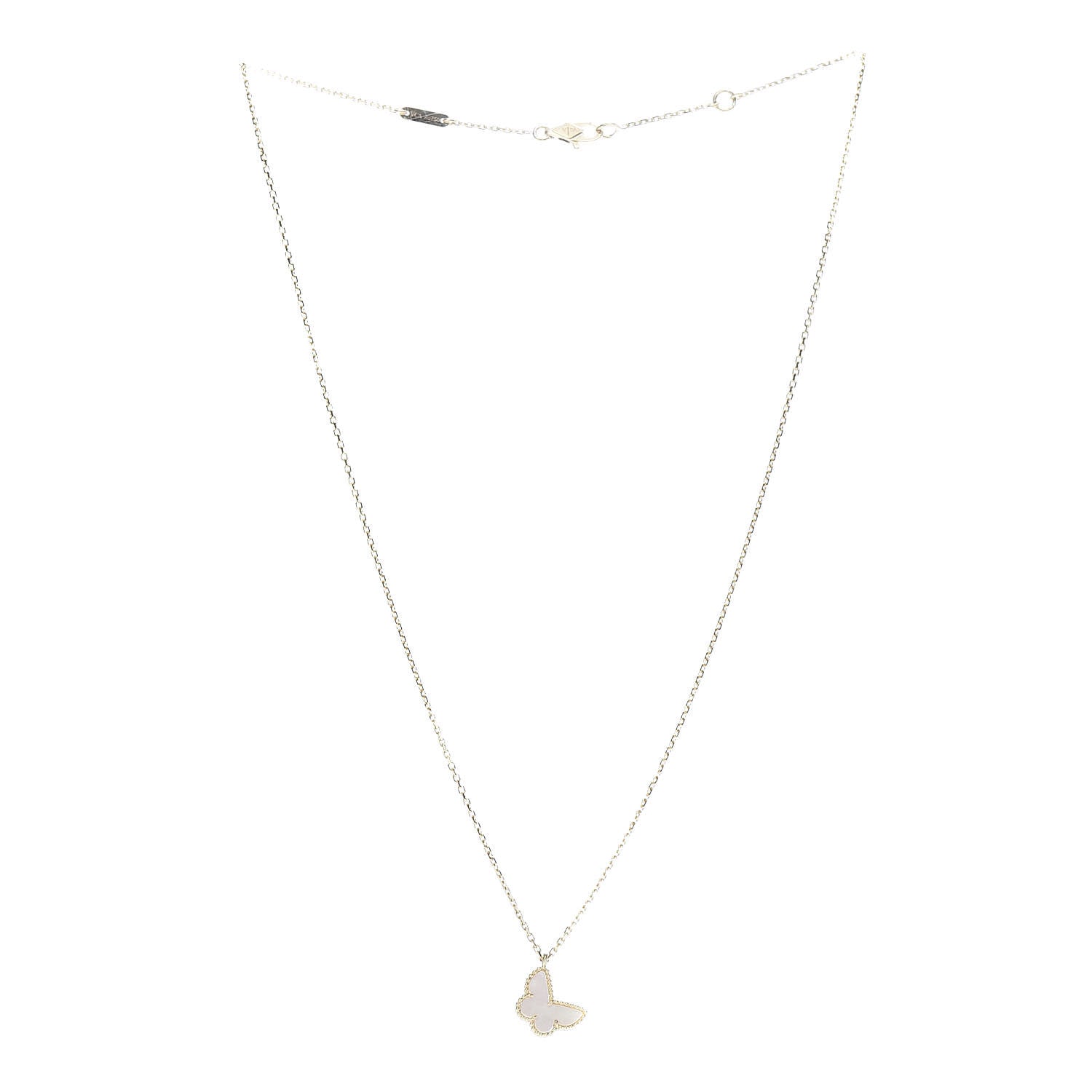 Van Cleef & Arpels 18K Yellow Gold Mother of Pearl Sweet Alhambra Butterfly Pendant Necklace 3 of 5