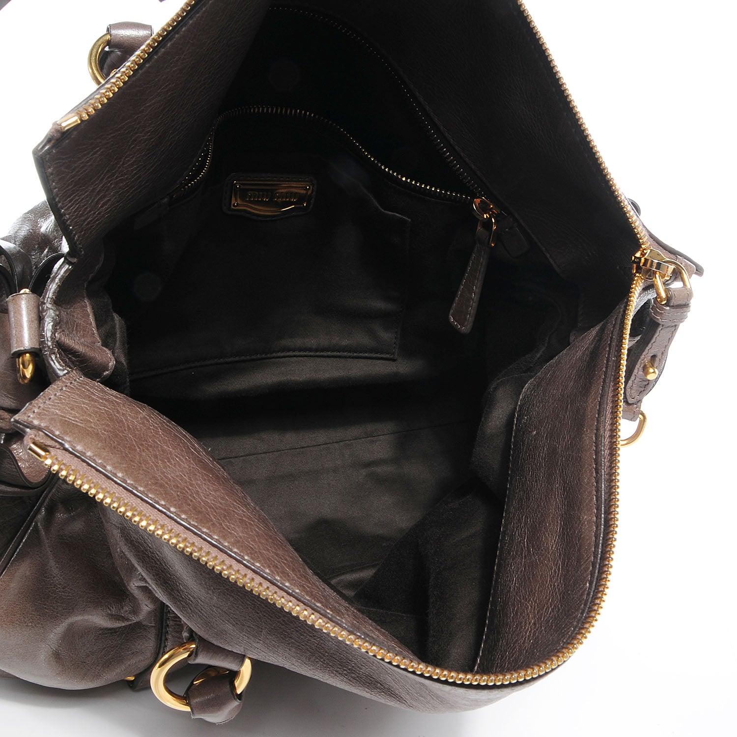 Miu Miu Leather Vitello Lux Bow Bag Brown 6 of 9
