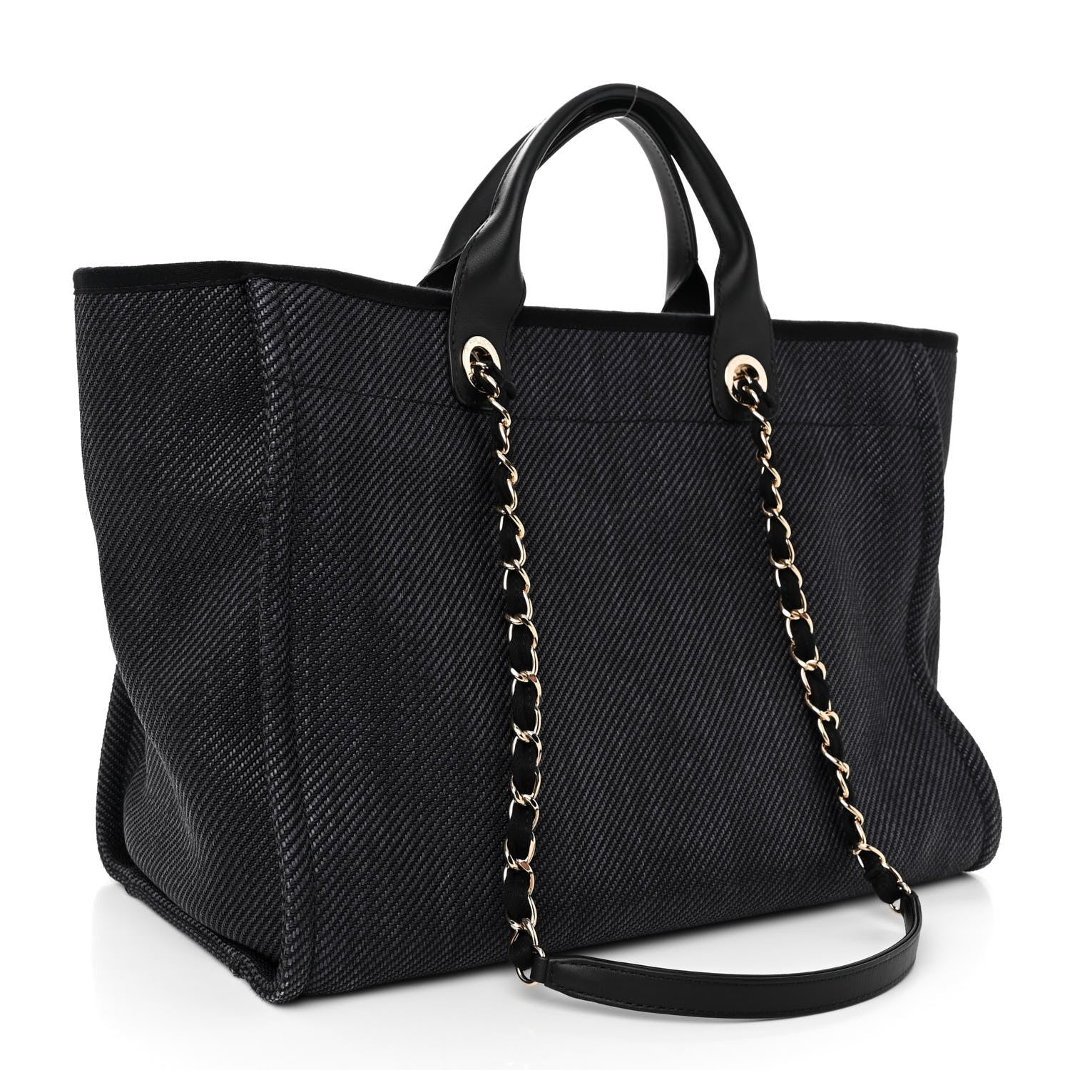 Chanel Woven Straw Raffia Medium Deauville Tote Black 3 of 10