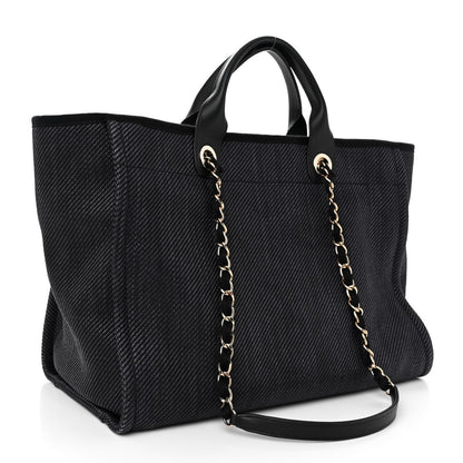 Chanel Woven Straw Raffia Medium Deauville Tote Black 3 of 10