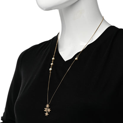 Chanel Crystal Pearl CC Star Necklace Gold 2 of 5
