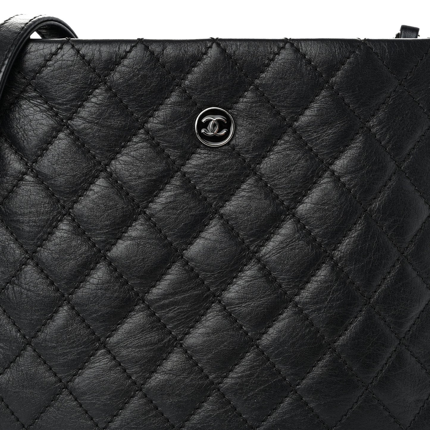 Aged Calfskin Quilted Crossbody Bag Black