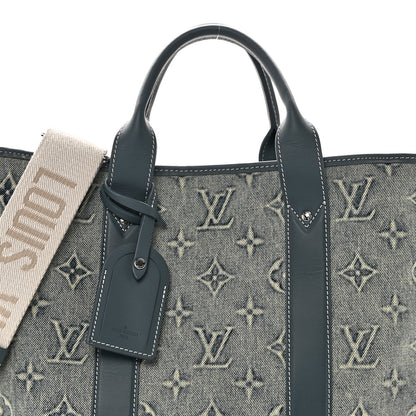 Louis Vuitton Monogram Washed Denim Weekend Tote NM Blue 7 of 9