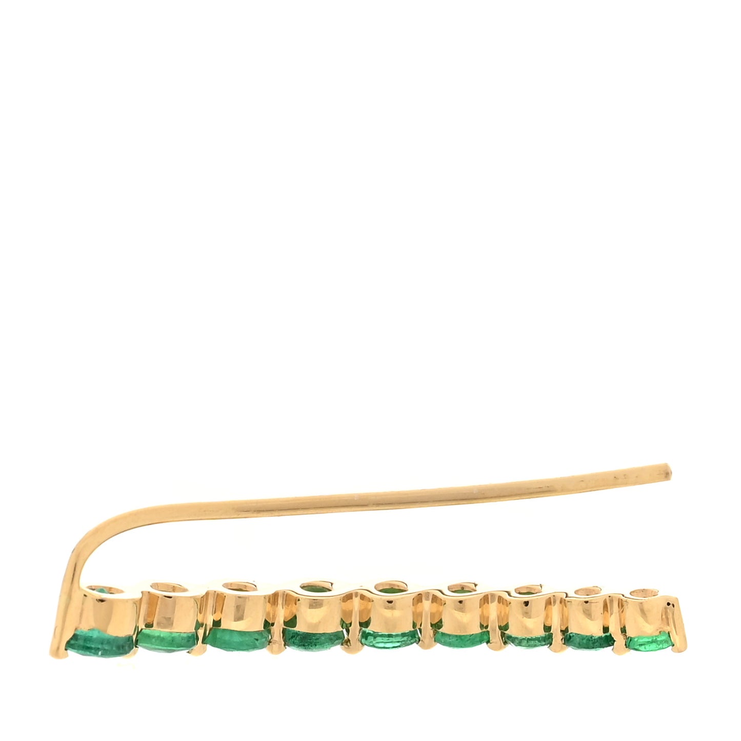 18K Yellow Gold Emerald Single Floating Earring