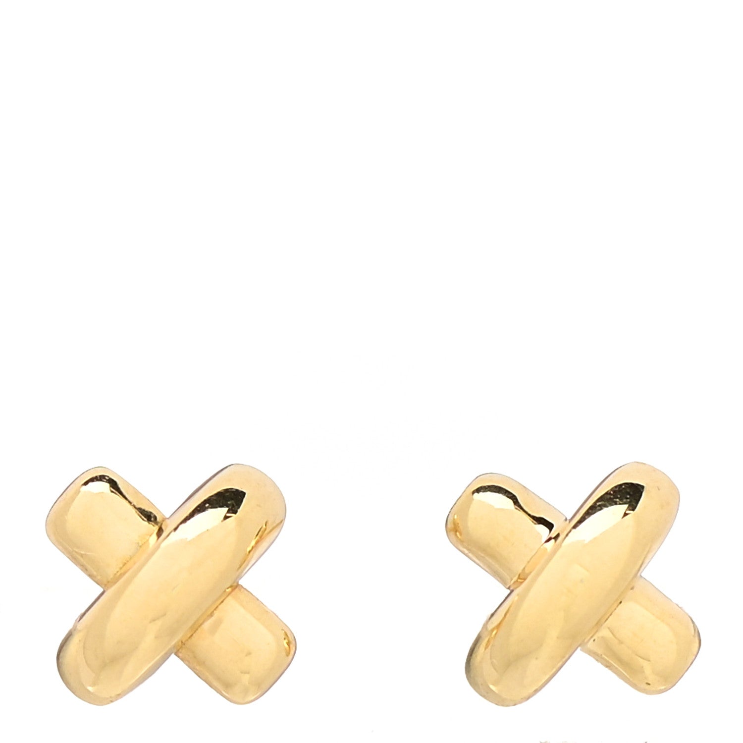Tiffany 18K Yellow Gold 5mm Cross Stitch Earrings 1 of 4