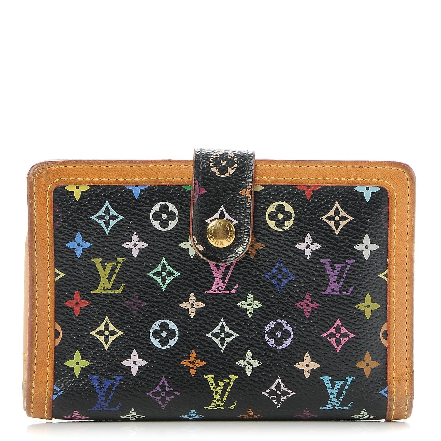Louis Vuitton Monogram Multicolor French Purse Wallet Black 1 of 8