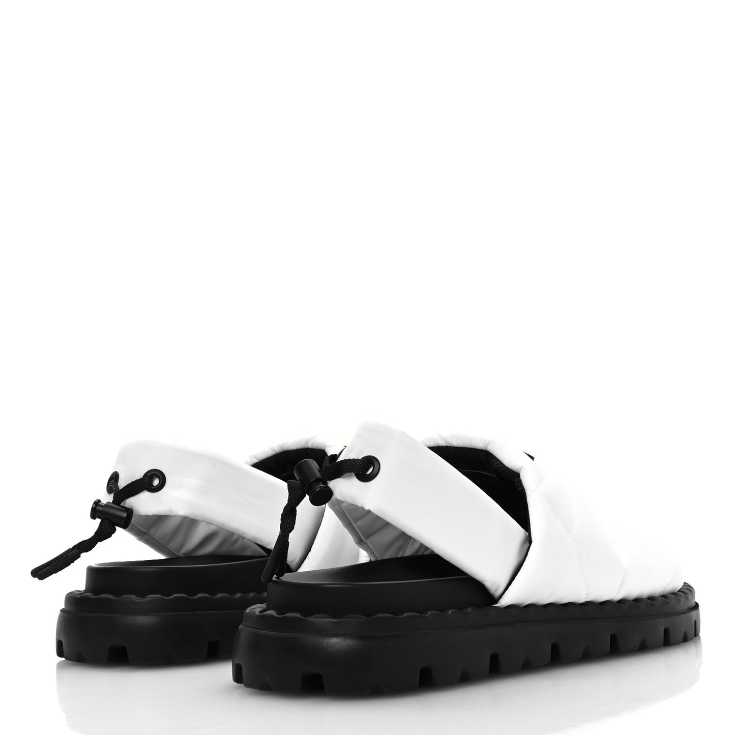 Nylon Triangle Logo Padded Slingback Sandals 37.5 White
