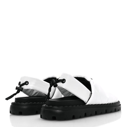 Prada Nylon Triangle Logo Padded Slingback Sandals 37.5 White 5 of 9