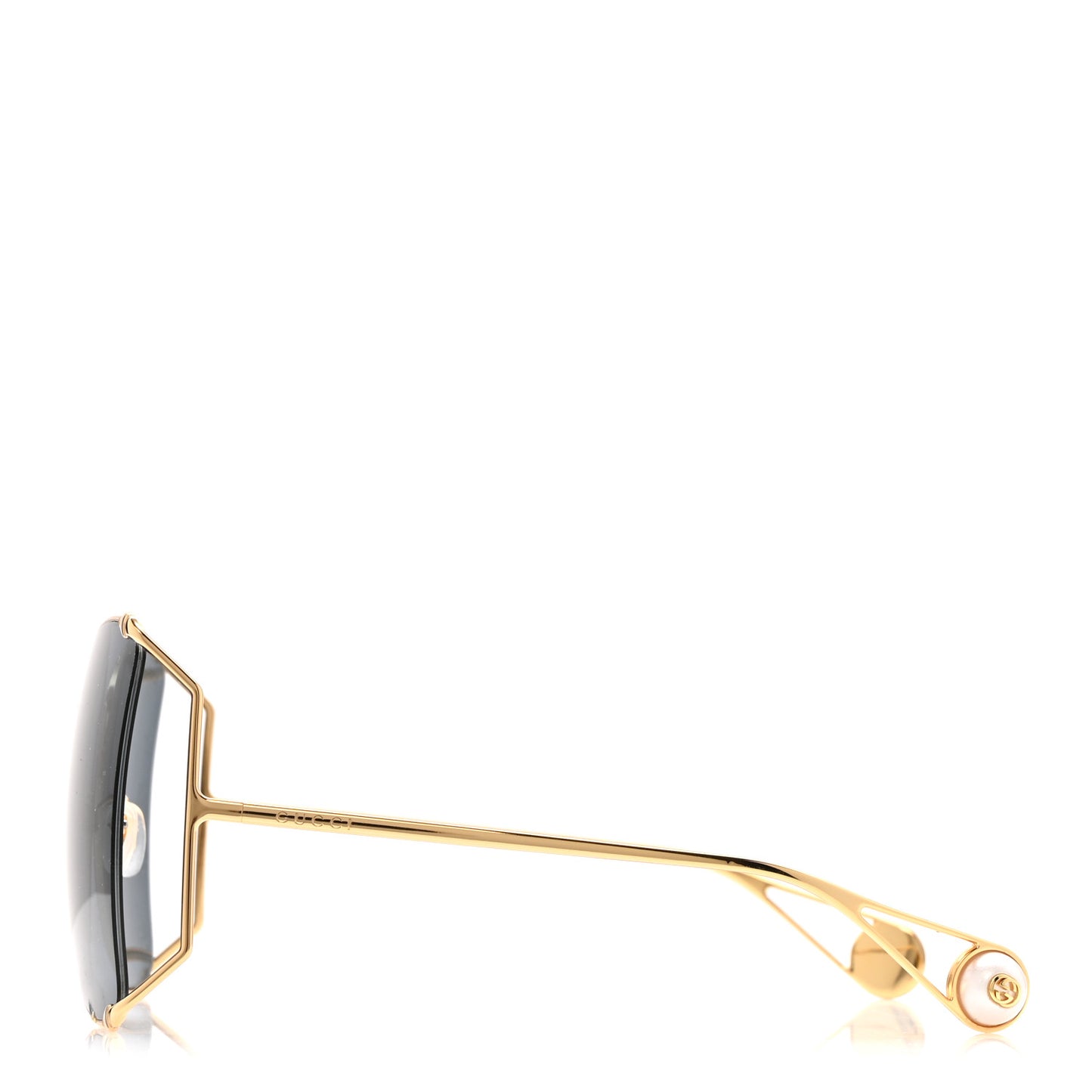 Oversized Round Sunglasses GG0252S Gold Brown