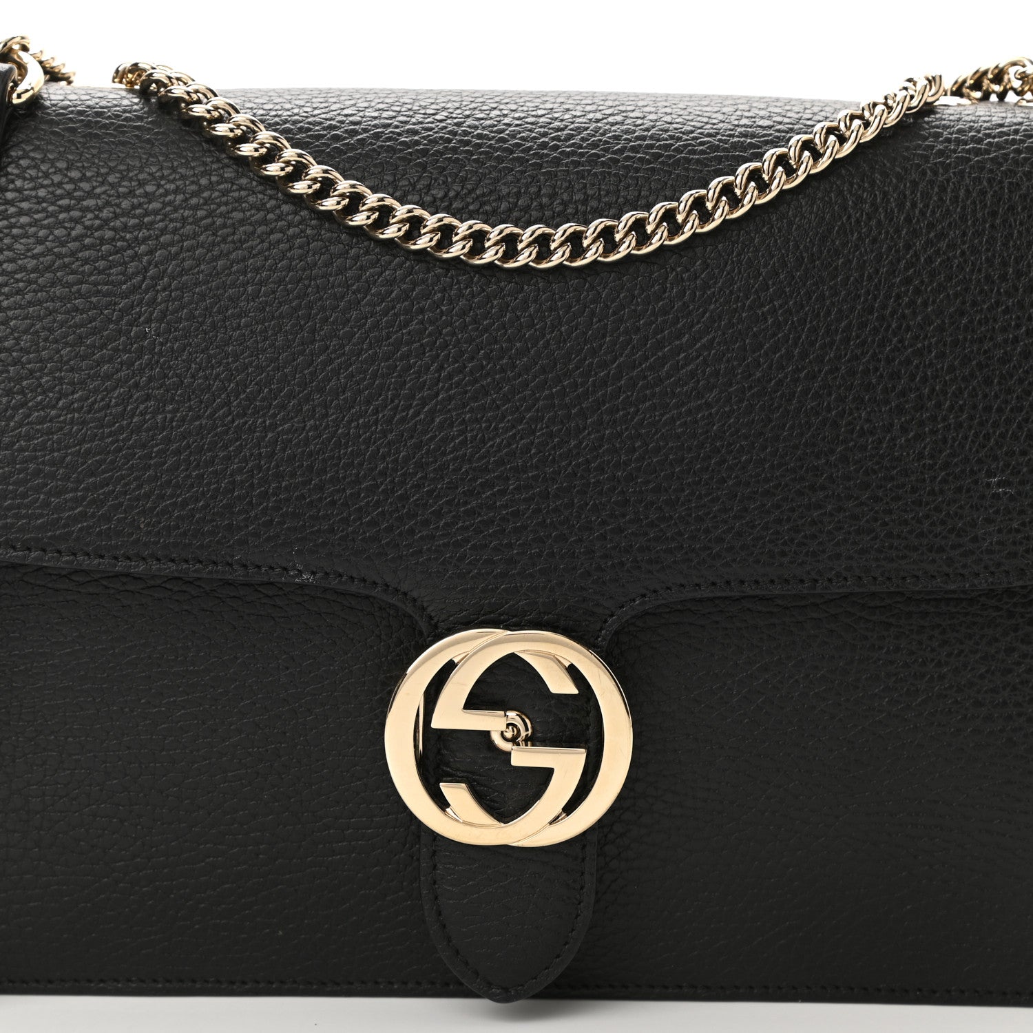 Gucci Dollar Calfskin Interlocking G Shoulder Bag Black 8 of 10