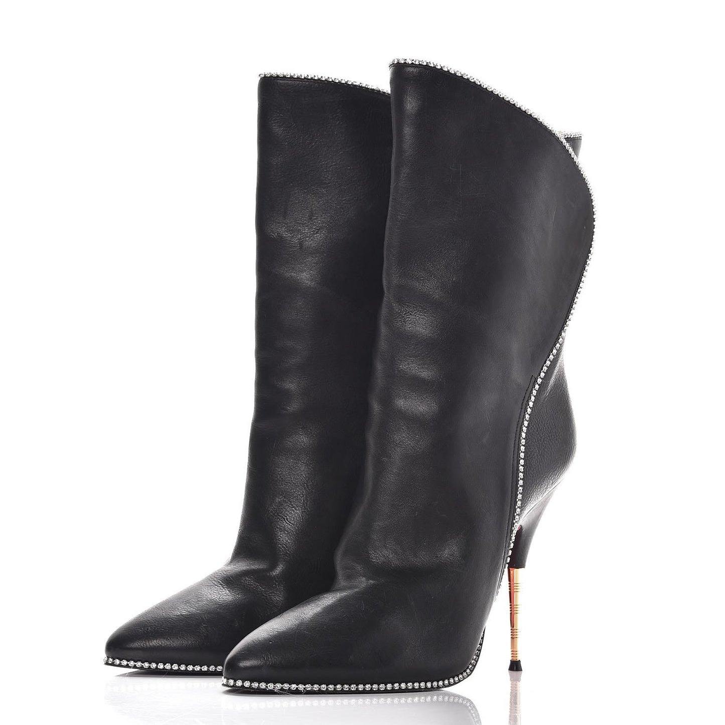 Calfskin Crystal Fosca Boots 39 Black