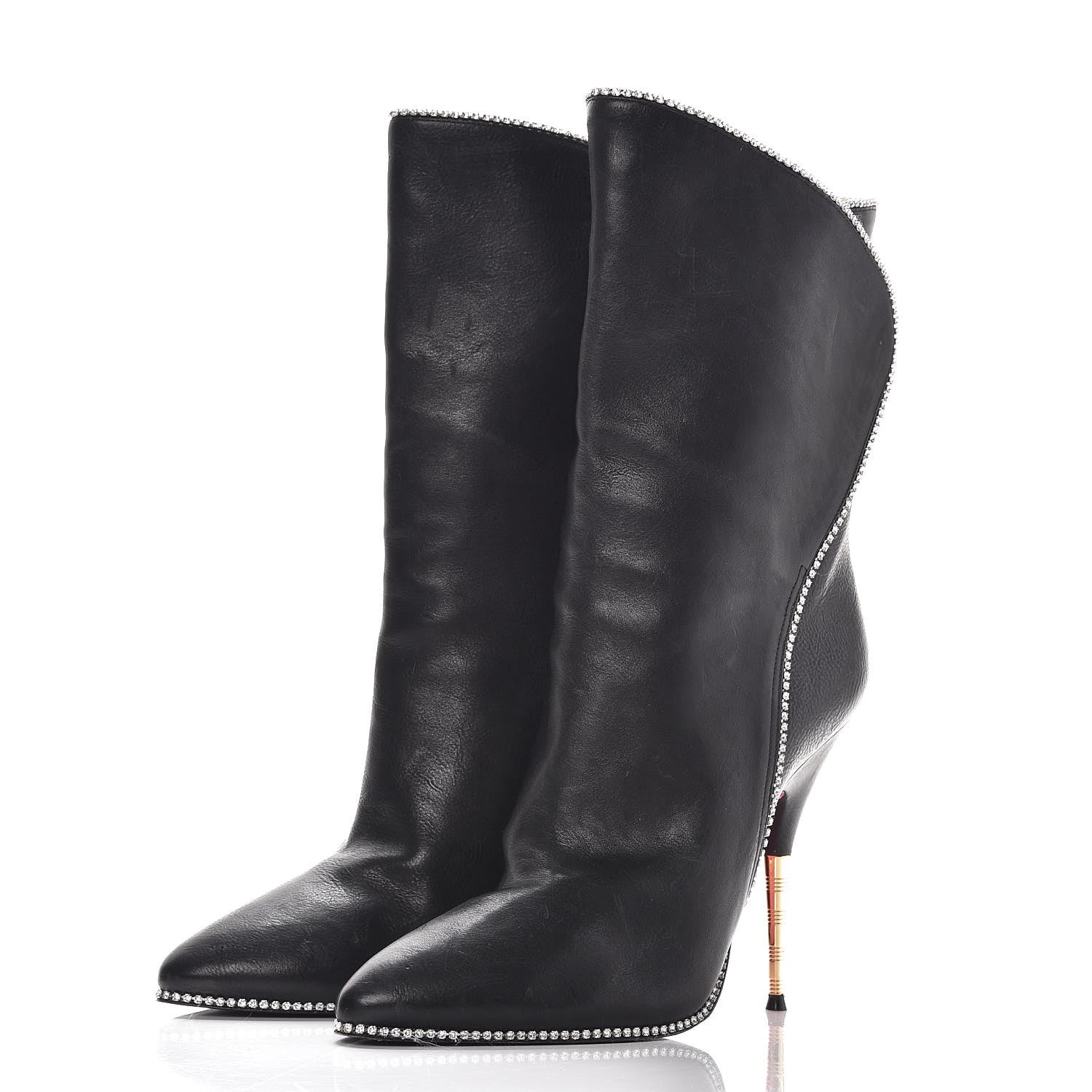 Gucci Calfskin Crystal Fosca Boots 39 Black 3 of 10