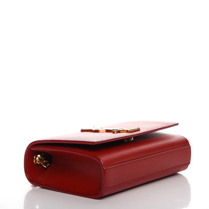 Saint Laurent Grain De Poudre Small Monogram Kate Satchel Red 4 of 7