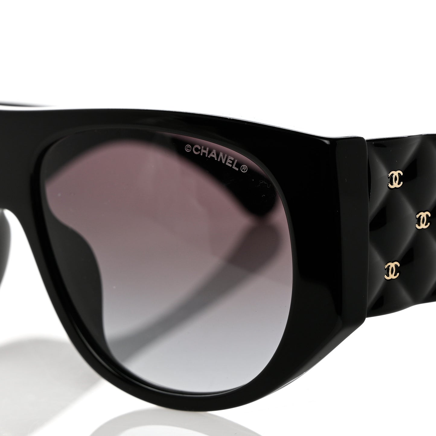 Acetate Quilted CC Pilot Sunglasses 71465 Black