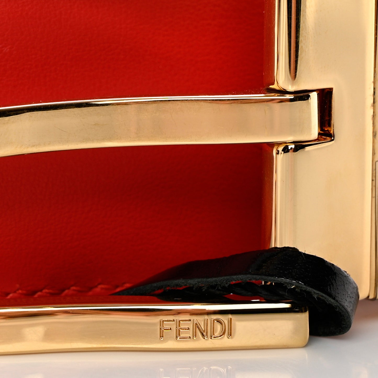 Vitello Century FF 1974 Embossed Buckle Belt Maya Red