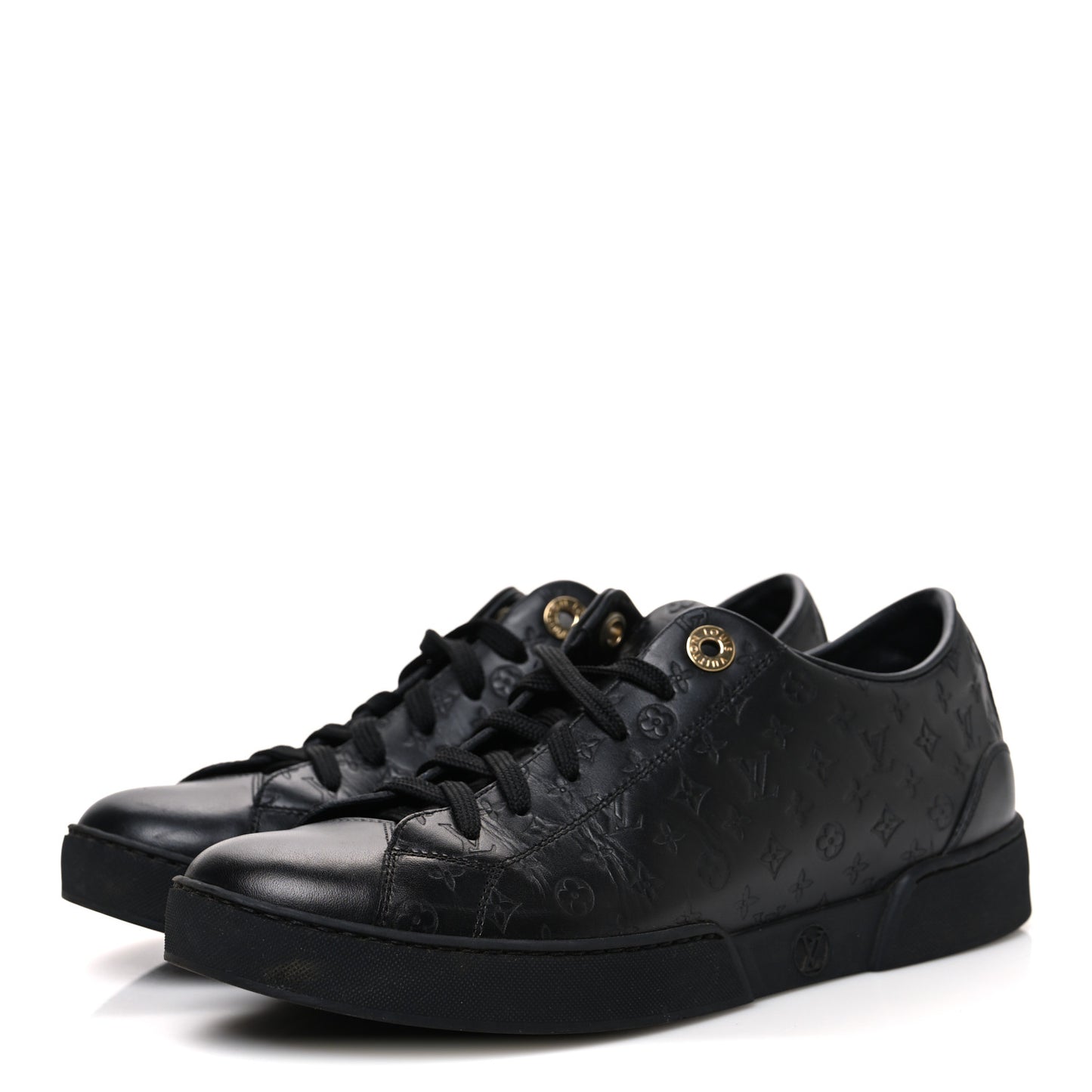 Calfskin Embossed Monogram Mens Luxembourg Sneakers 36 Black