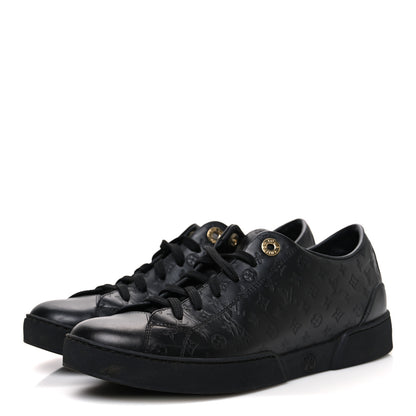 Louis Vuitton Calfskin Embossed Monogram Mens Luxembourg Sneakers 36 Black 4 of 10
