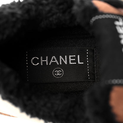 Chanel Fabric Suede Calfskin Logo Sneakers 37 Beige Black White 7 of 9