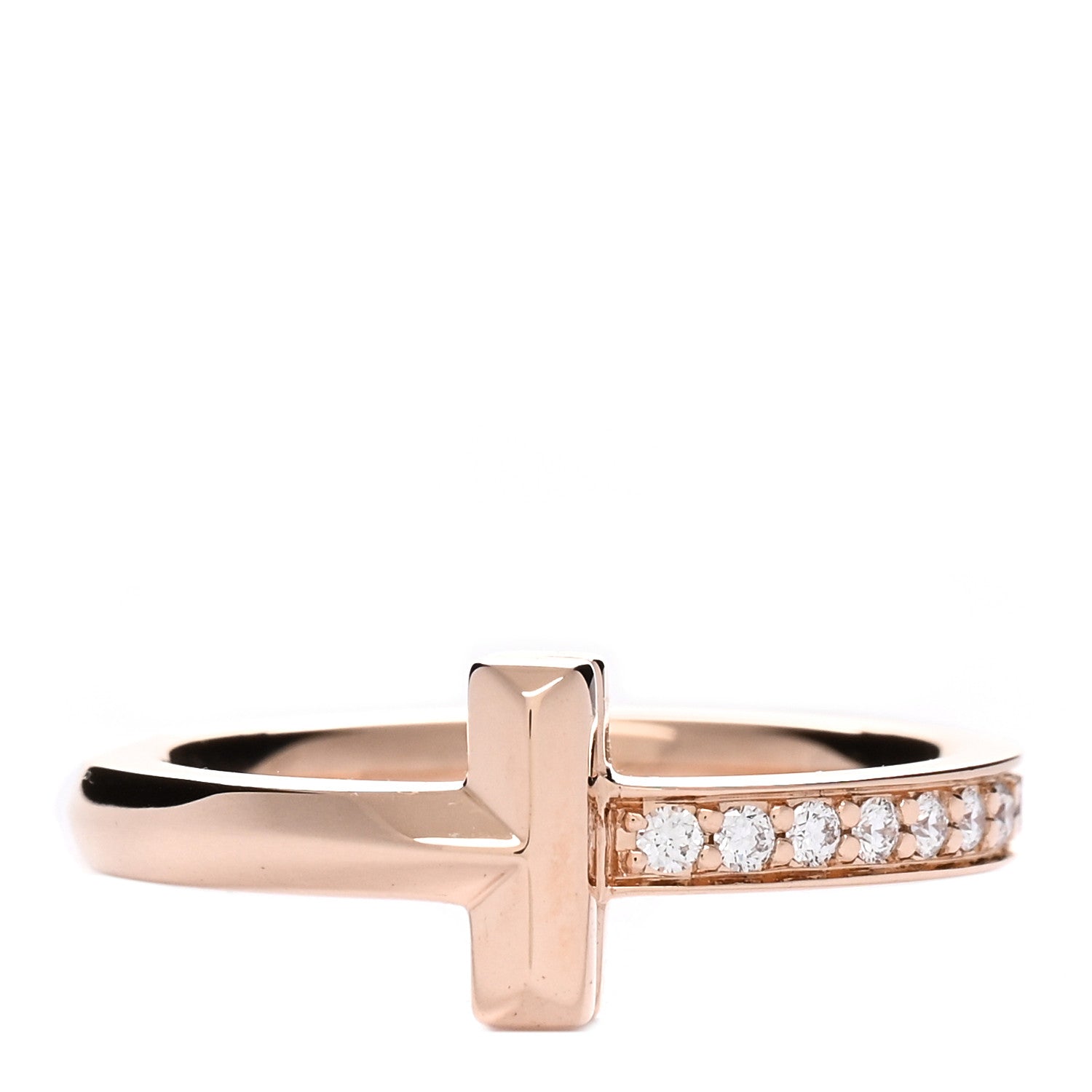 Tiffany 18K Rose Gold Diamond 2.5mm T T1 Ring 48 4.5 1 of 3