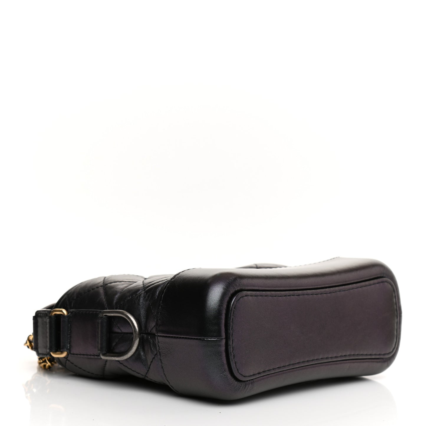 Iridescent Aged Calfskin Quilted Small Gabrielle Hobo Black