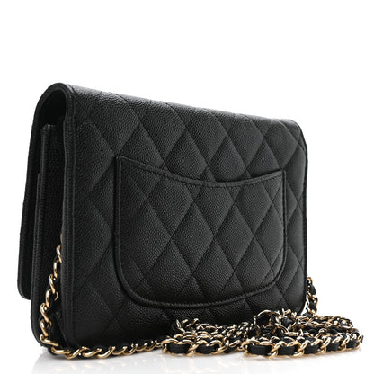 Chanel Shiny Caviar Quilted Strass CC Wallet On Chain WOC Black 3 of 11