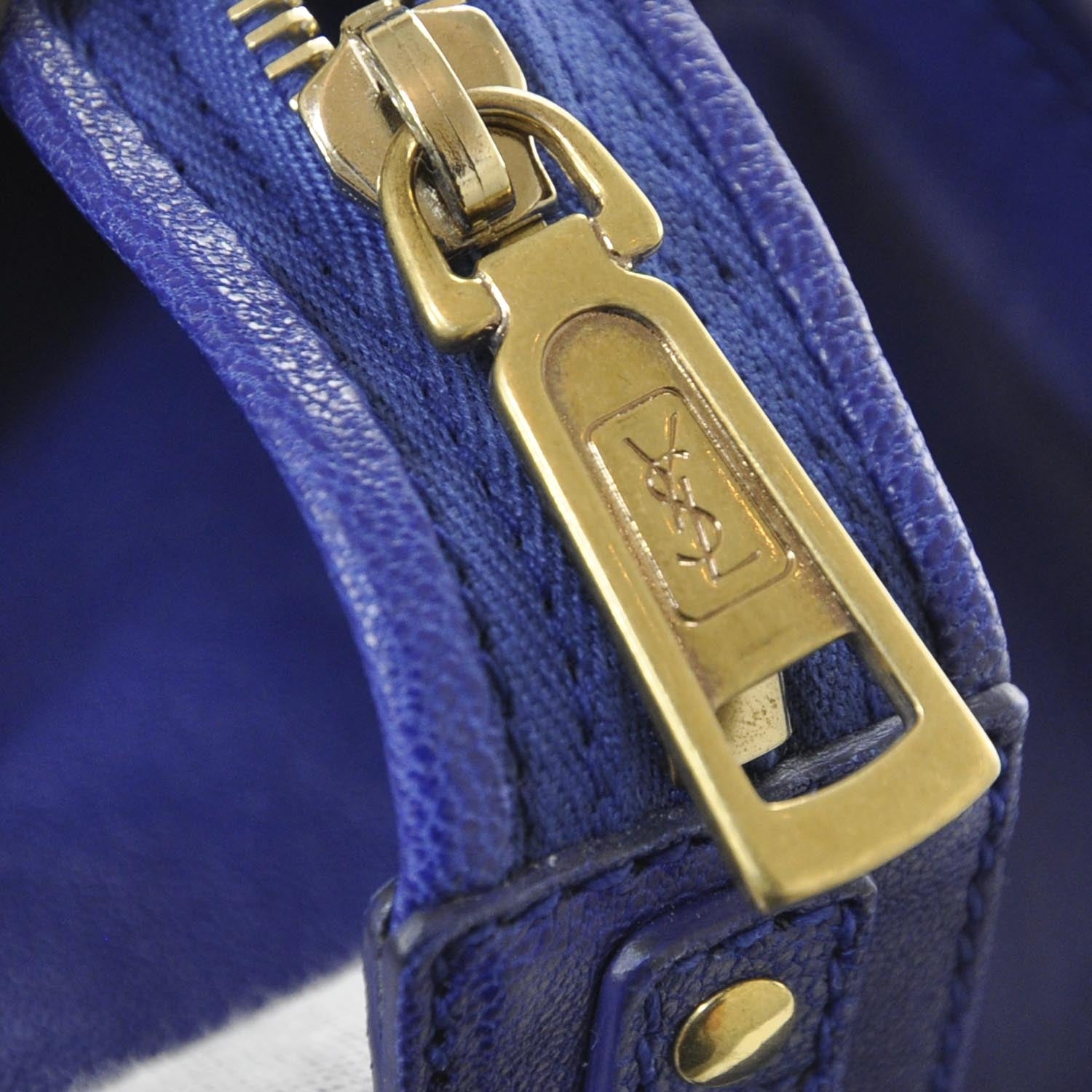 Saint Laurent Leather Large Cabas Chyc Blue 9 of 9