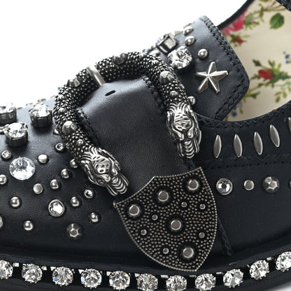 Gucci Calfskin Crystal Studded Womens Queercore Brogue Monk Strap Loafers 35.5 Black 8 of 10