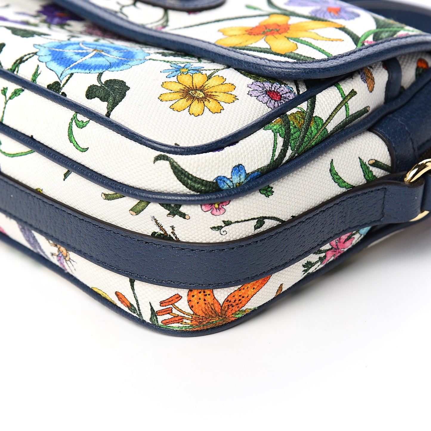 Canvas Flora Floral Shoulder Bag White Blue Agata Mulitcolor