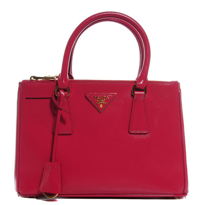 Prada Saffiano Vernice Mini Galleria Double Zip Tote Peonia 1 of 10