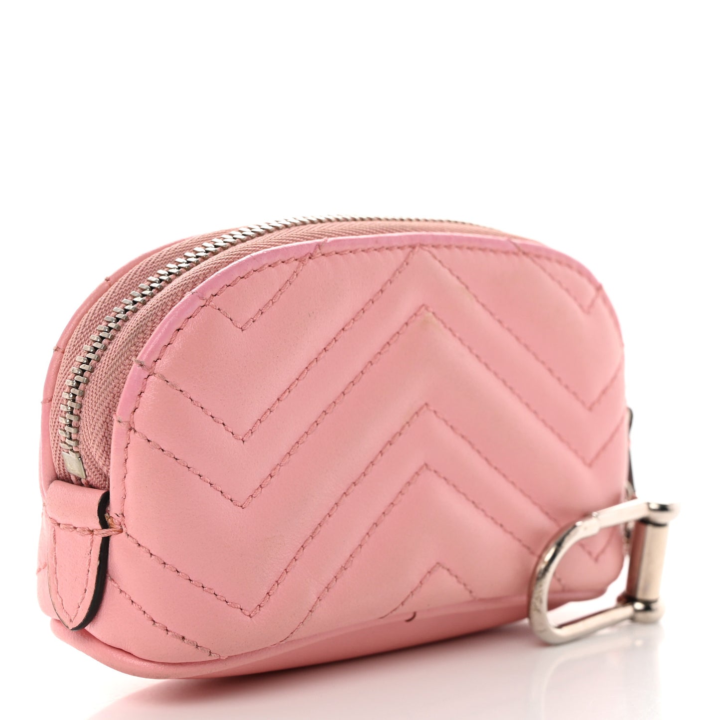 Calfskin Matelasse GG Marmont Key Pouch Wild Rose