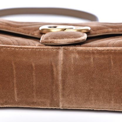 Gucci Velvet Matelasse Small GG Marmont Shoulder Bag Taupe 12 of 13