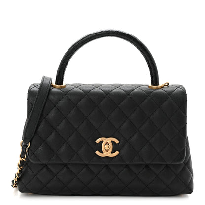 Chanel Caviar Lizard Embossed Quilted Small Coco Handle Flap Black 1 of 10