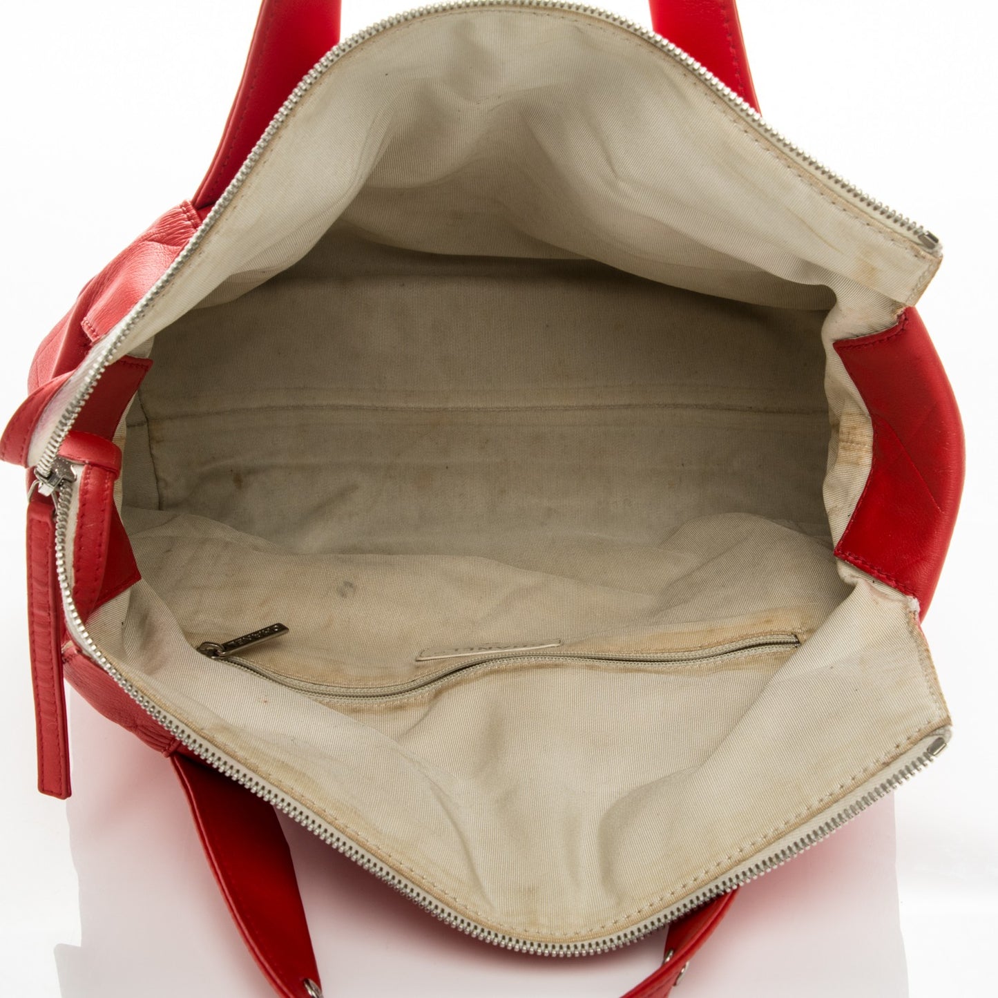 Calfskin CC Chevron All Day Long Tote Red