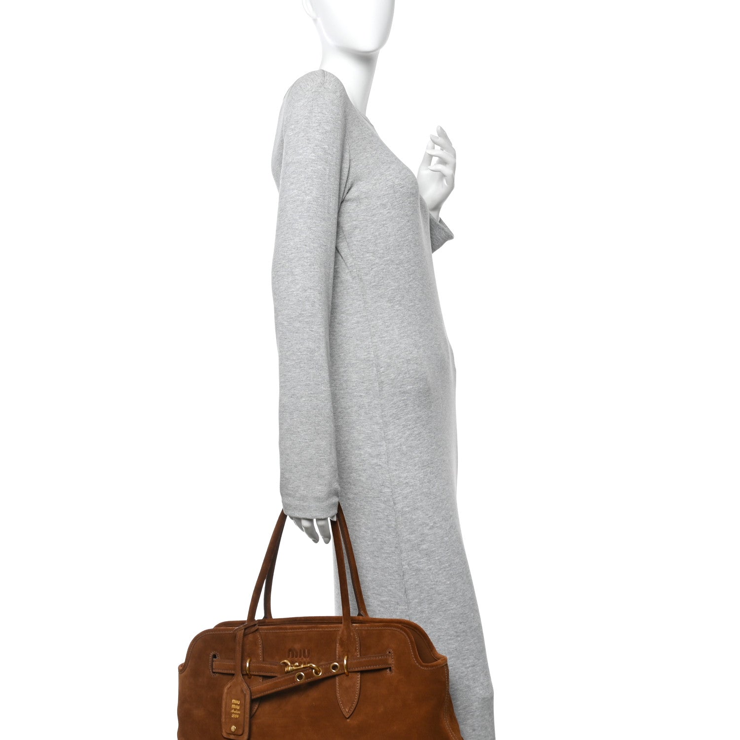 Miu Miu Camoscio Large Aventure Bag Oak 2 of 12