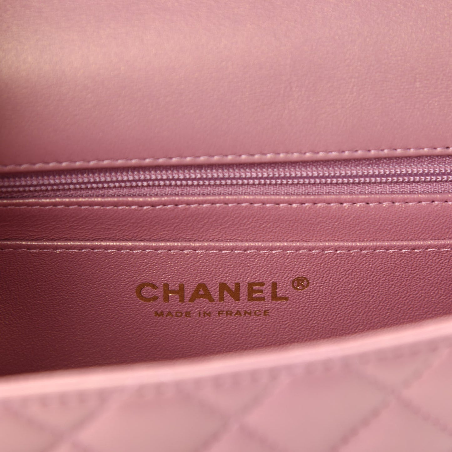 Iridescent Lambskin Quilted Mini Top Handle Rectangular Flap Pink