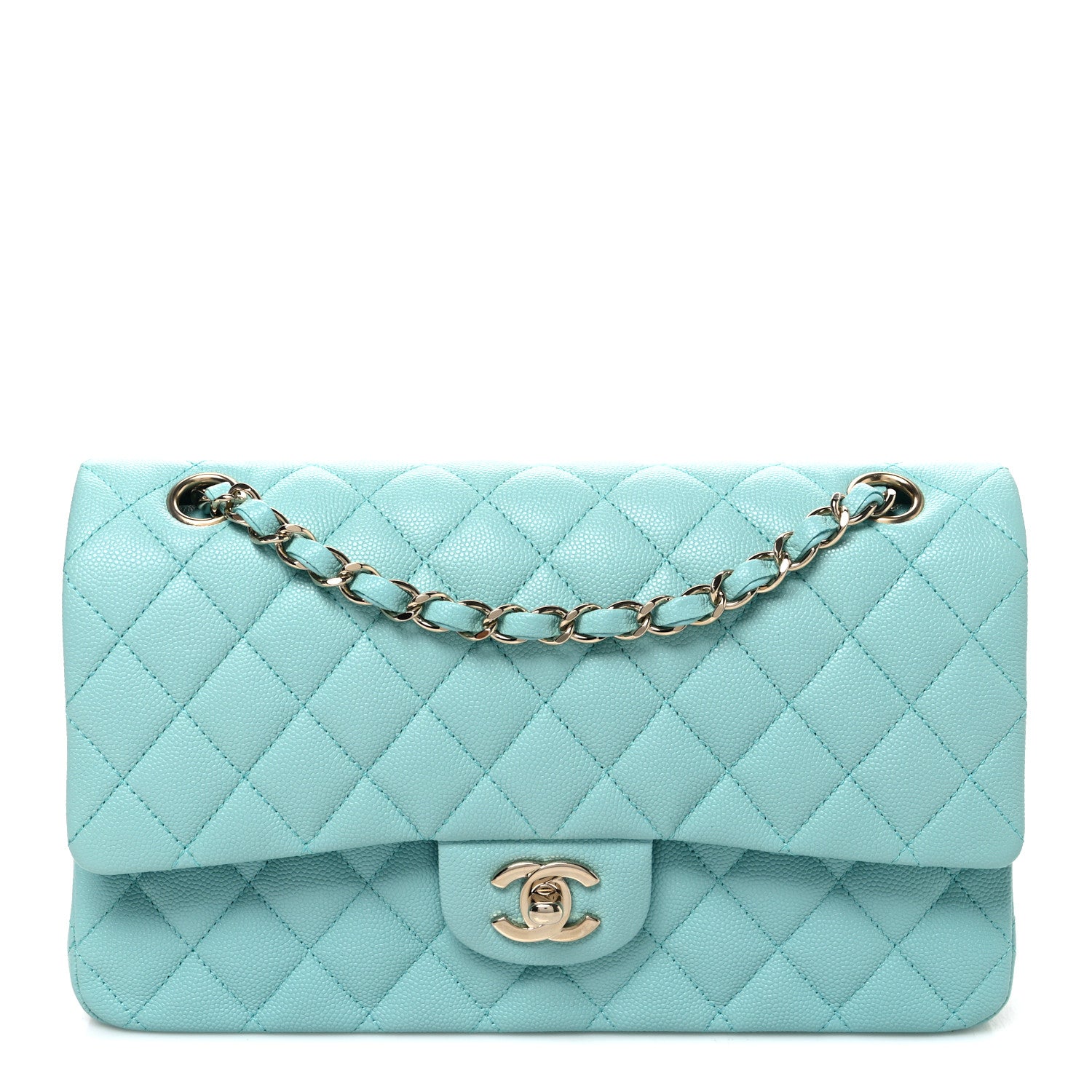 Chanel Caviar Quilted Medium Double Flap Light Blue 1 of 10