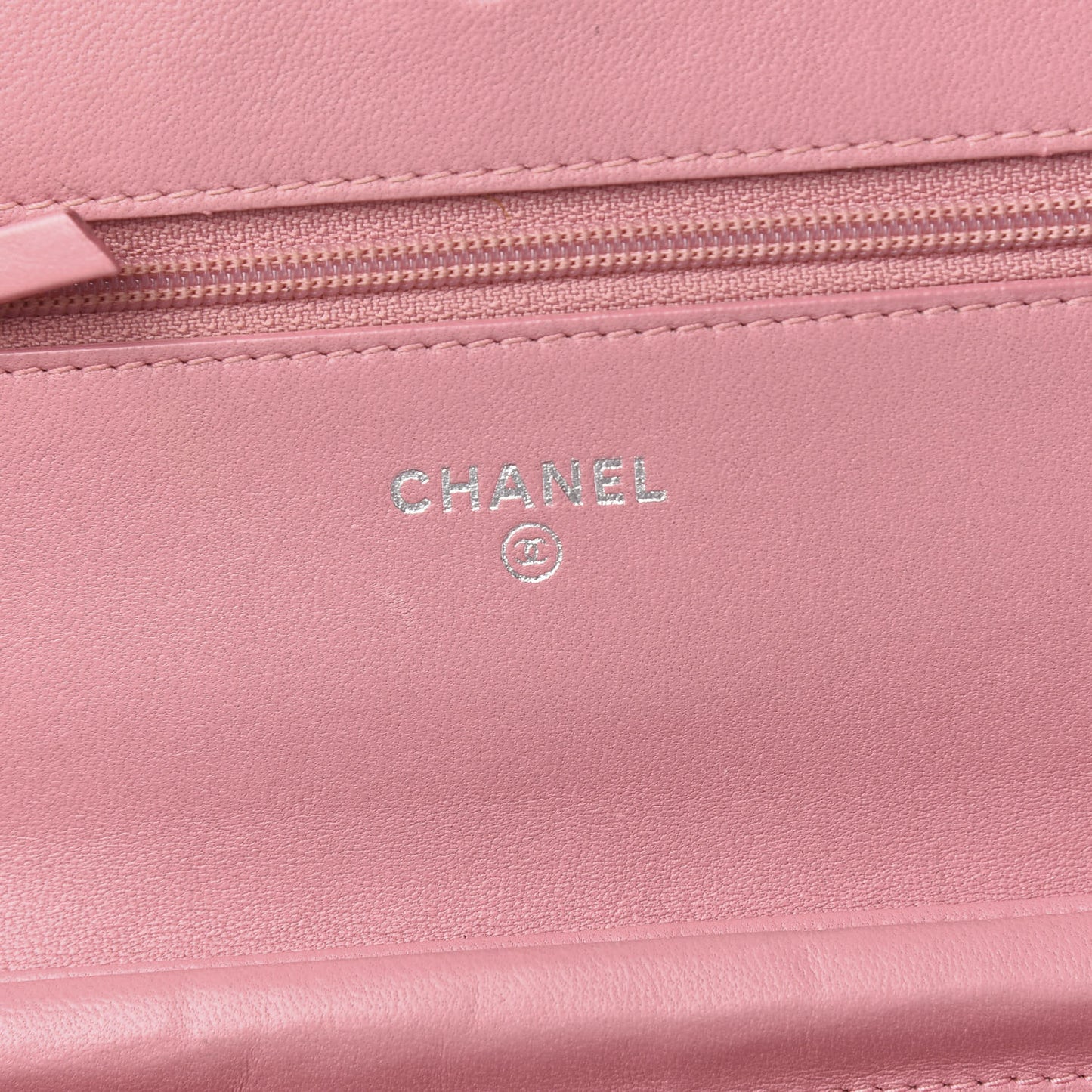 Lambskin Camellia Embossed Wallet On Chain WOC Pink